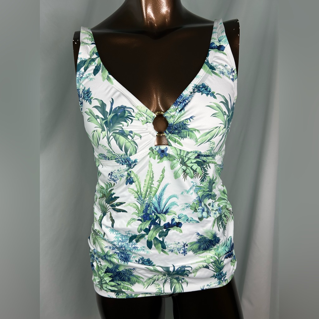 Tommy Bahama Palm Modern Ring Front Tankini - Small - New
